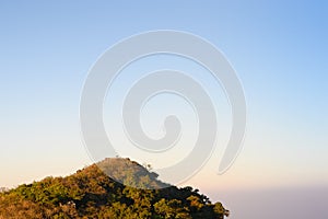 Minimal nature Landscape view, A deer stand on top mountain with copy space