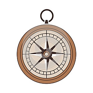 Minimal Nautical Compass Vector Icon in Flat Line Style Isolated on White Background, compass on white background