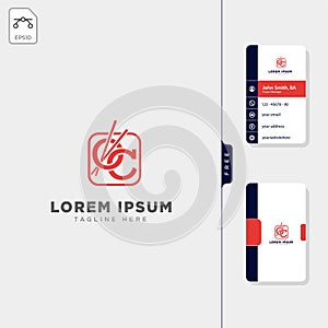 minimal oc initial food logo template free business card design photo