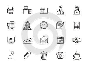 Minimal office line icon set