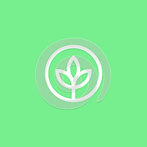 Minimal organic logo design. Sustainable icon vector illustration. Botanical logo concept.