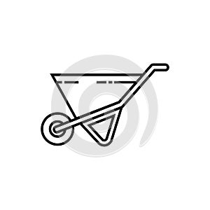 Construction Wheelbarrow Line Art Icon photo