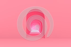 Minimal pastel abstract background and mock up for the presentation and exhibitions of products. Antique arches in the