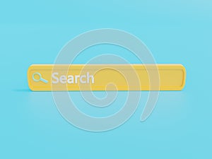 Minimal pastel color search bar application design element or magnifying, on isolated blue abstract background,browsing internet