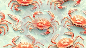 Minimal Pastel Crab Pattern Design for Textiles photo