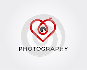 Minimal photography logo template - vector illustration