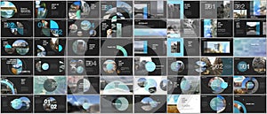 Minimal presentations design, portfolio vector templates with circle elements on black or white. Multipurpose template