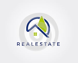 Minimal real estate logo template - vector illustration