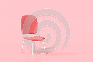 Minimal Red chair on pink background. Business hiring and Job vacancy concept. 3d render illustration