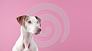 Minimal Retouched Dog On Bright Pink Background