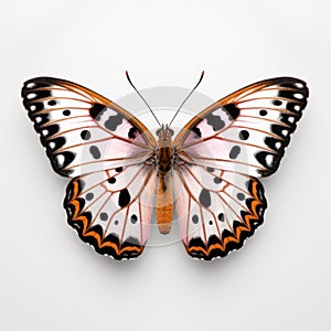 Minimal Retouching: Pearl-bordered Fritillary Butterfly With Pink And Black Spots