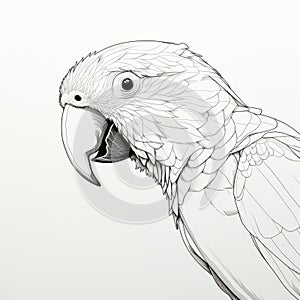 Minimal Retouching: Playful Head Sketch Of A White Parrot