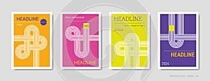 Minimal retro abstract poster cover design set