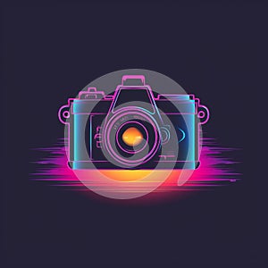 Minimal Retrodiction Camera Logo With Synthwave Vibe