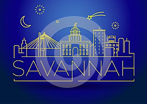 Minimal Savannah Linear City Skyline with Typographic Design