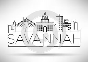 Minimal Savannah Linear City Skyline with Typographic Design photo