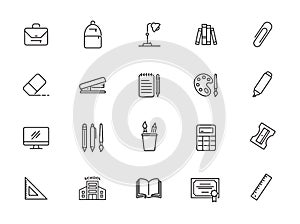 Minimal school icon set