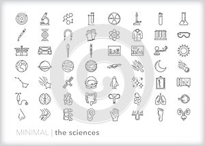 Icon set of the sciences for students in school photo