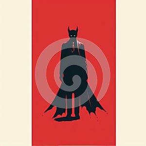 Minimal Screenprint Illustration Of Batman In Dark Suit