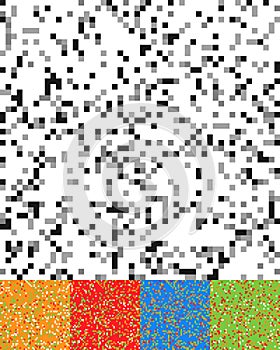 Minimal seamless pixelated mosaic pattern with random pixels. Re