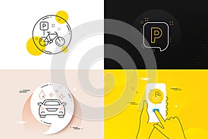 Minimal set of Car wash, Parking and Delivery location line icons. For web development. Vector