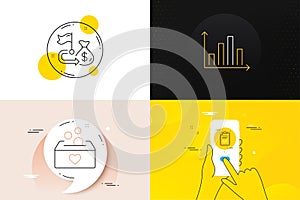 Minimal set of Checklist, Diagram graph and Financial goal line icons. For web development. Vector photo