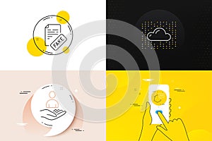 Minimal set of Cloud system, Augmented reality and Fake news line icons. For web development. Vector