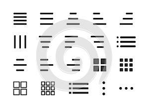 Minimal set of hamburger menu flat icons. Menu icons vector set of UI design elements