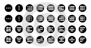 Minimal Set of Hamburger Menu Flat Icons. Menu Icons Vector Set of UI Design Elements. Interface Design Vector Icon Set