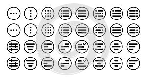 Minimal Set of Hamburger Menu Flat Icons. Menu Icons Vector Set of UI Design Elements. Interface Design Vector Icon Set