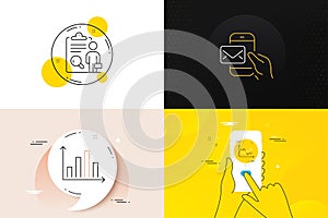 Minimal set of Inspect, Diagram graph and Diagram chart line icons. For web development. Vector