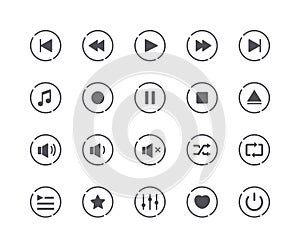 Minimal Set of Media Play Button Icons