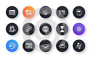 Minimal set of Prescription drugs, Globe and Weariness flat icons for web development. For design. Vector