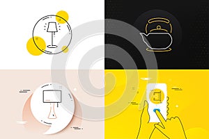 Minimal set of Table lamp, Stand lamp and Entrance line icons. For web development. Vector