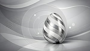 Minimal Silver Abstract Easter Egg With Clean Flowing Modern Background Design