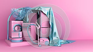 Minimal simple Home appliances background sales trade concept on pastel color background for copy space 3d rendering