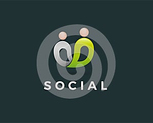 Minimal social people logo template - vector illustration