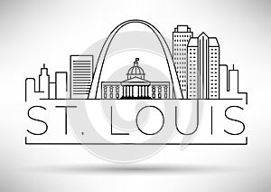 Minimal St. Louis Linear City Skyline with Typographic Design