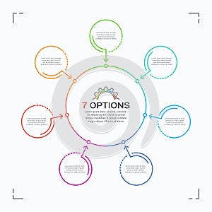 Minimal style circle infographic template with 7 options.