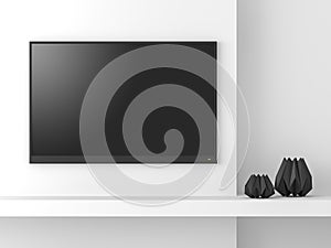 Minimal style empty tv screen mockup 3d render