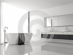 Minimal style image modern bathroom 3d render