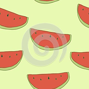 Minimal style watermelon seamless pattern green background illustration design