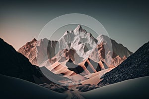 minimal surreal mountain landscape. Background for branding. Illustration AI Generative