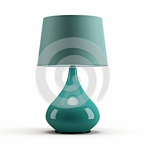Minimal Teal Lamp On White Background - Realistic Rendering