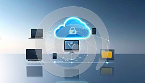 Tech Interface with Floating Digital Icons