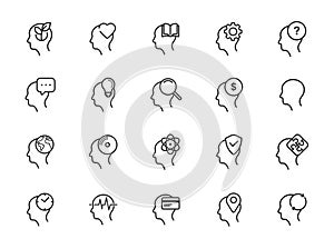 Minimal thinking line icon set