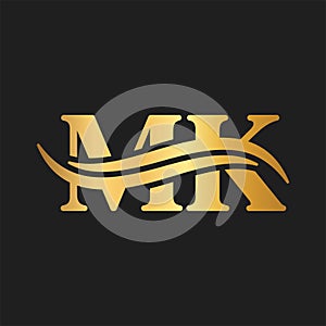 Monogram logo MK letter luxury design photo
