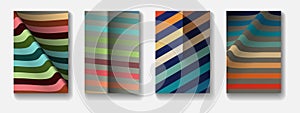 Minimal vector covers design. Retro colors stripes. Colored templat for placards, banners, presentations and reports photo