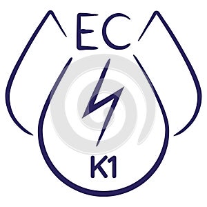 Minimal vector icon of the Electrical Conductivity EC, calibration k1