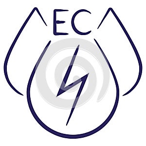 Minimal vector icon of the Electrical Conductivity EC, isolated on transparent